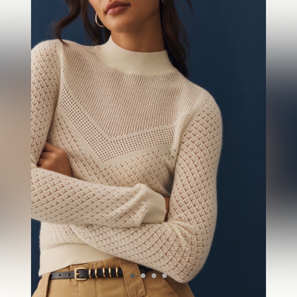 Anthropologie Cashmere Pointelle Sweater